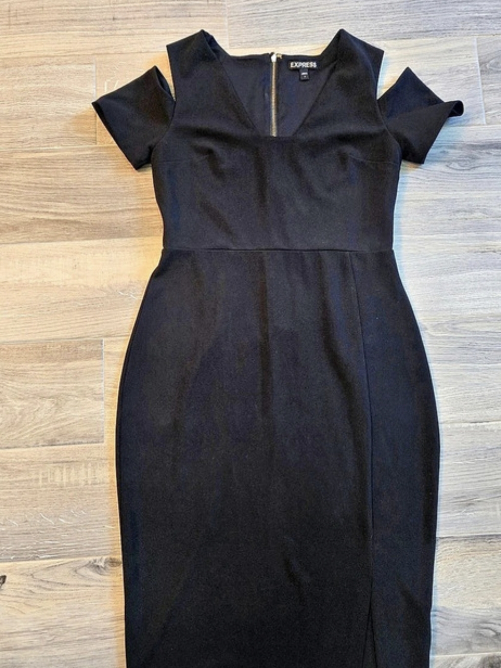 Express Cold Shoulder Midi Sheath Dress Black